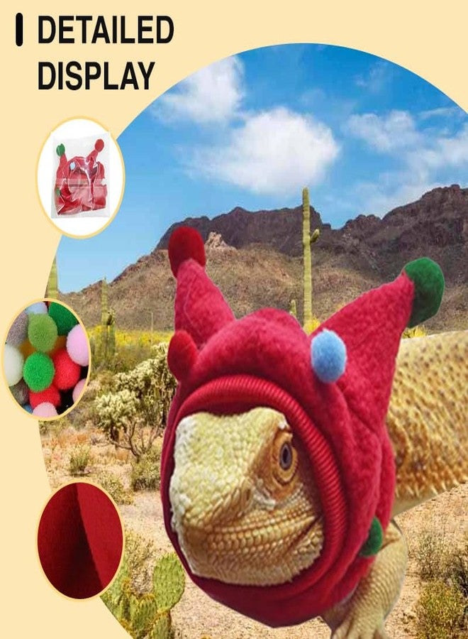HOKABLE Bearded Dragon Funny Cute Hats- Bullhorn Ball Hat with a Neck for Bearded Dragon Lizard Snake Gecko Chameleon Parrot Hamster Small Pets (Red) - Image 3